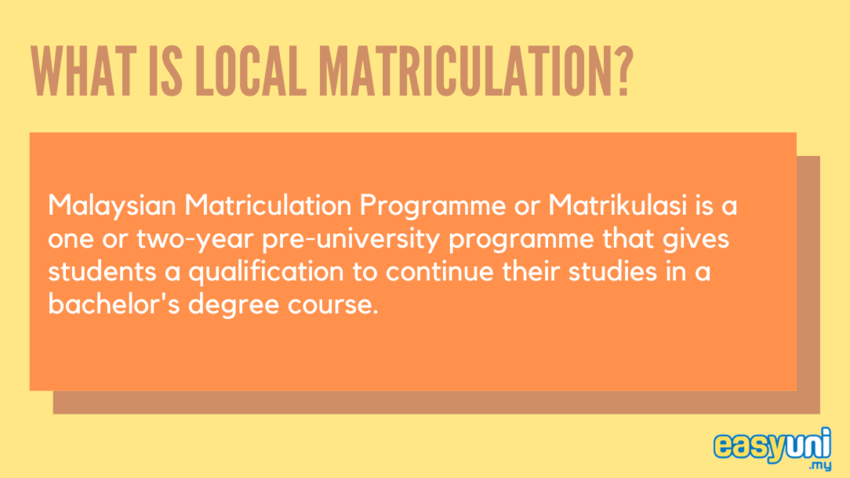 what is matriculation/matrikulasi?