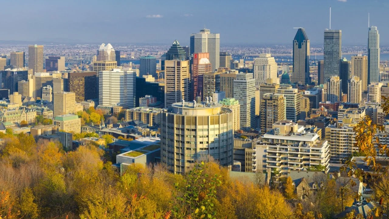 canada french province quebec capital city montreal skyline at night