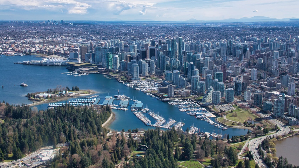 canada province british colombia capital city vancouver night skyline