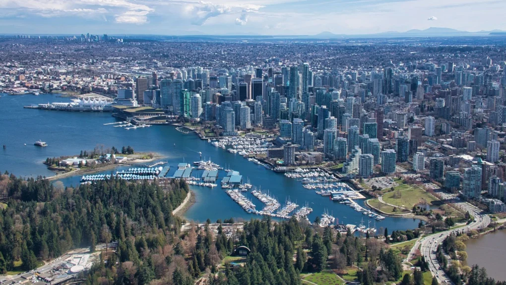 canada province british colombia capital city vancouver night skyline