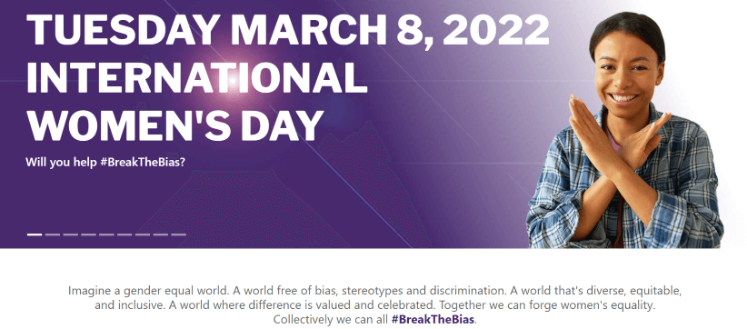 International Women's Day website screenshot.