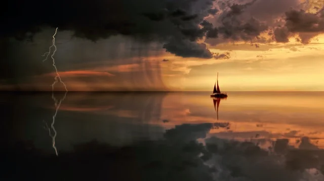 Boat in a storm.