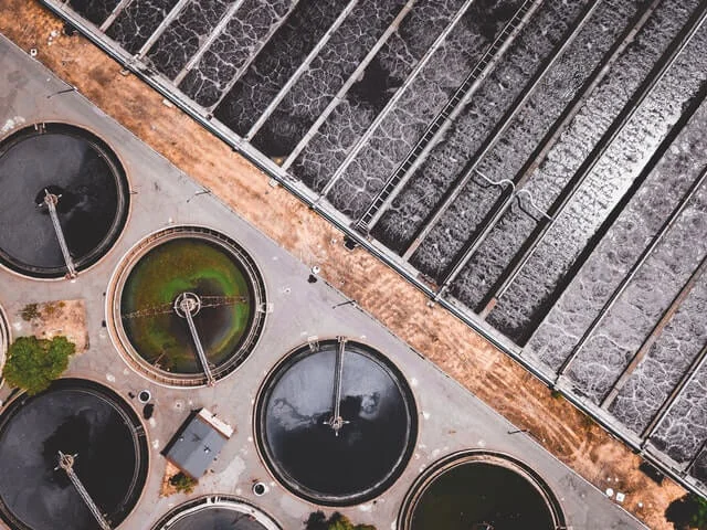 Water treatment plant aerial view.