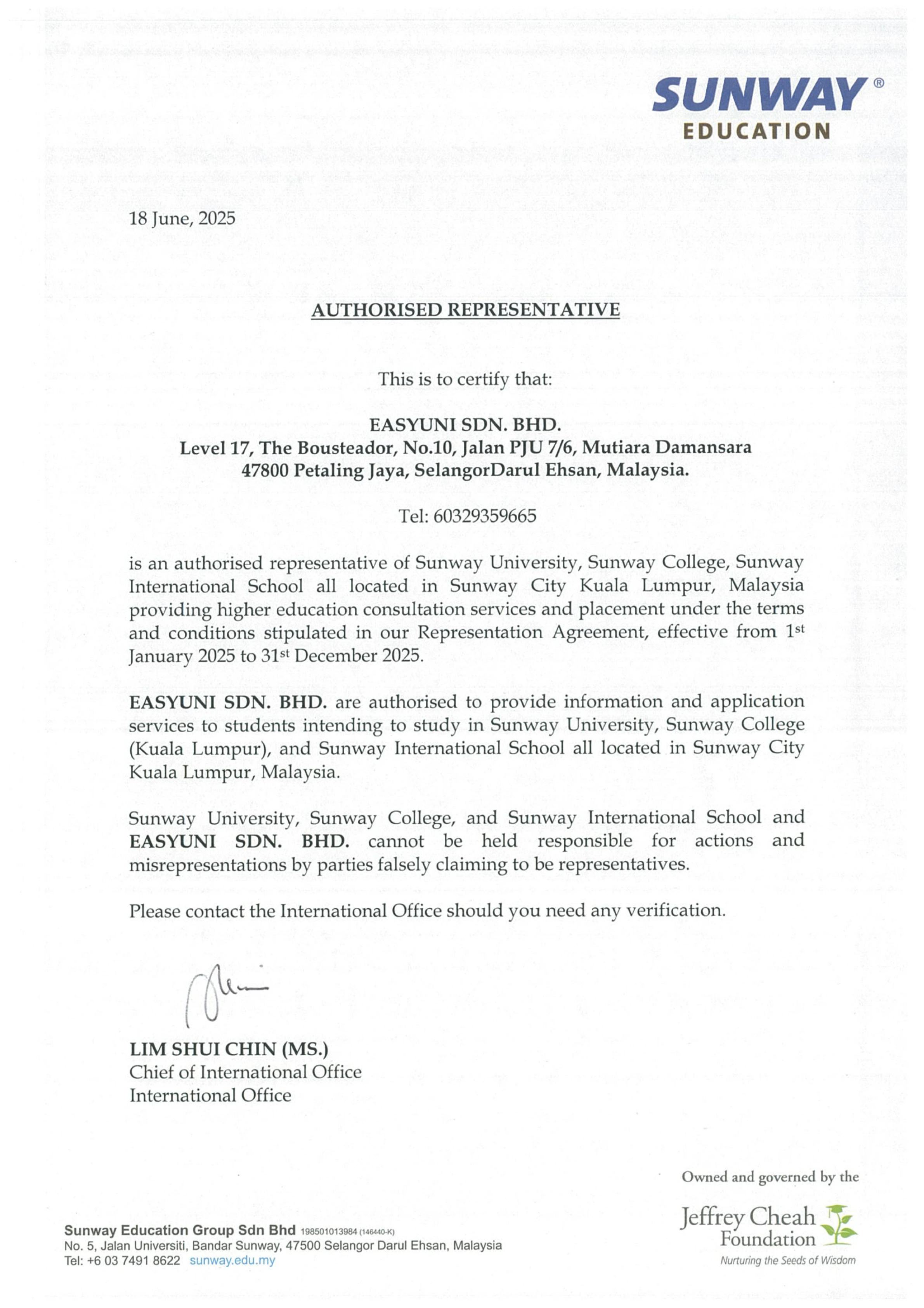 City University's Partnership Certificate